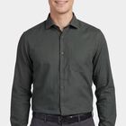 Men's Dark Green Spread Collar Formal Shirt, Dark Green, small