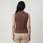Women's Brown Polo Collar Casual T-Shirt, Brown, small