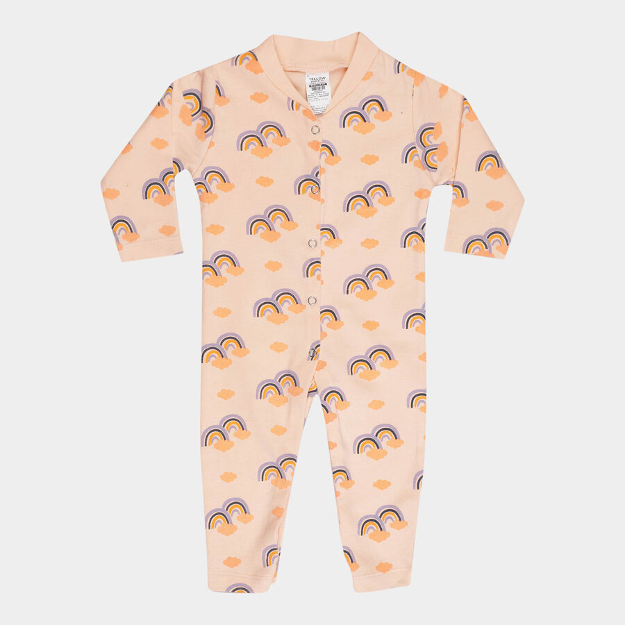 Infants Cotton Printed Bodysuit, Peach, large image number null