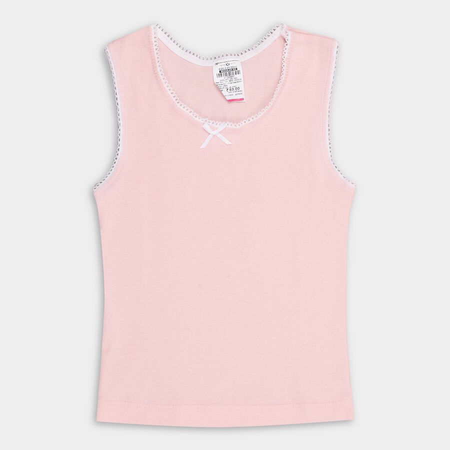 Girls' 100% Cotton Vest, गुलाबी, large image number null
