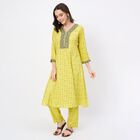 Women's Light Sage Green Floral Printed Ethnic Set, Light Green, small