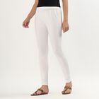 Women's Bright White Stretchable Ankle-Length Churidar, White, small image number null
