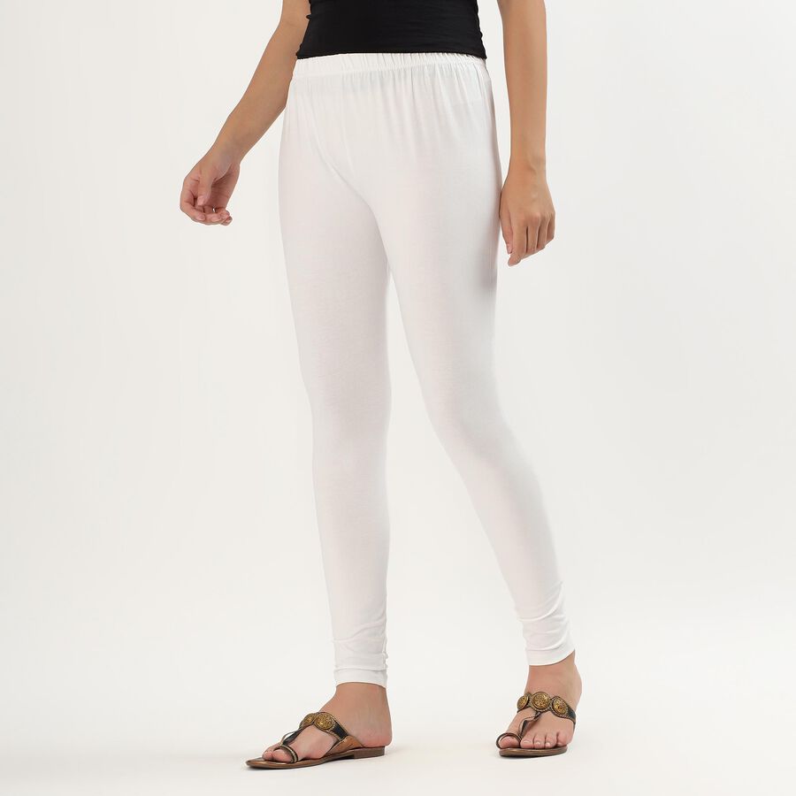 Women's Bright White Stretchable Ankle-Length Churidar, White, large image number null