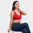 Women's Red Scoop Neck Bralette Bra, Red, small