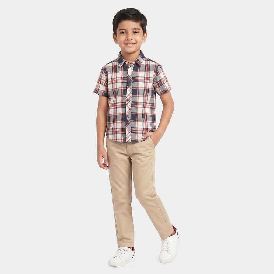 Boys Red Checked Casual Shirt, लाल, large