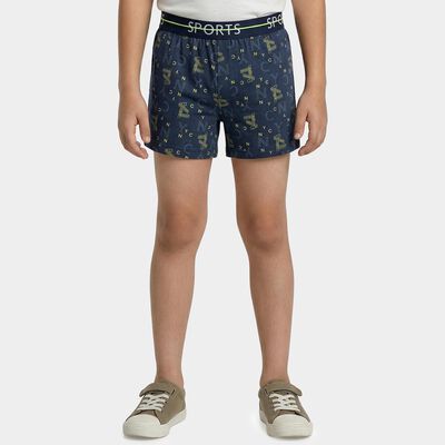 Boys' Navy Cotton Regular Fit Printed Briefs