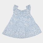 Infants' Blue Floral Print Tiered Sleeveless Frock, Light Blue, small