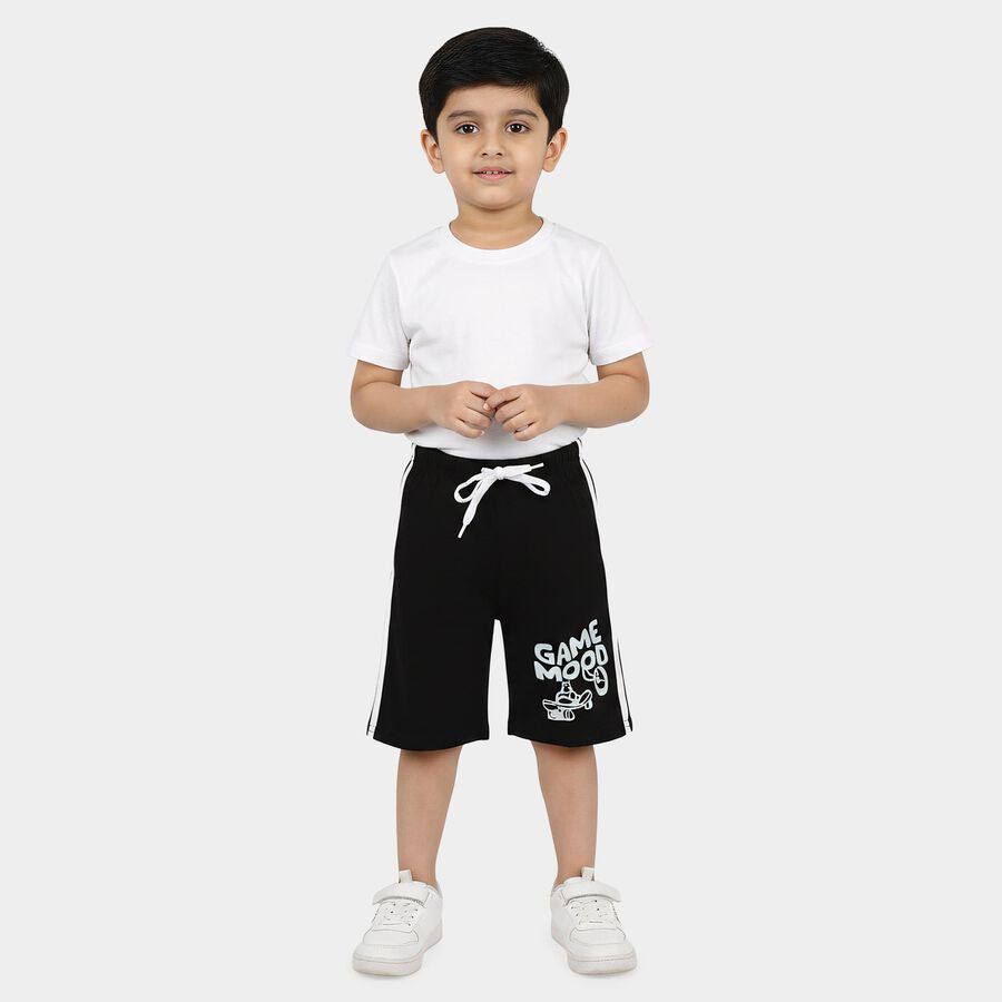 Boys' Black Relaxed Fit Printed Jamaican Shorts, Black, large