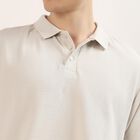 Men's Off-White Polo Neck Textured T-Shirt, Off White, small
