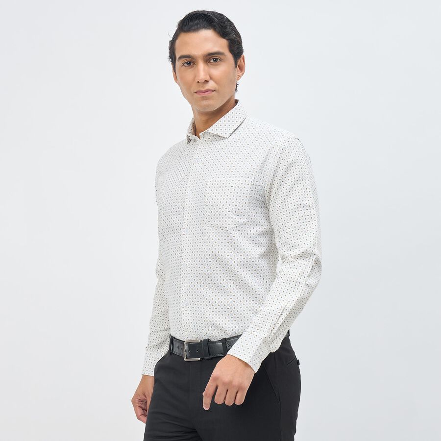 Men's Soft Beige Spread Collar Formal Shirt, Beige, large