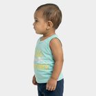 Infants Mint Green Cotton Round Neck Casual Vest, Light Green, small