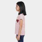 Girls Pink Round Neck Graphic Print Regular T-Shirt, गुलाबी, small