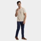 Men's Beige Polo Neck Classic T-Shirt, Beige, small