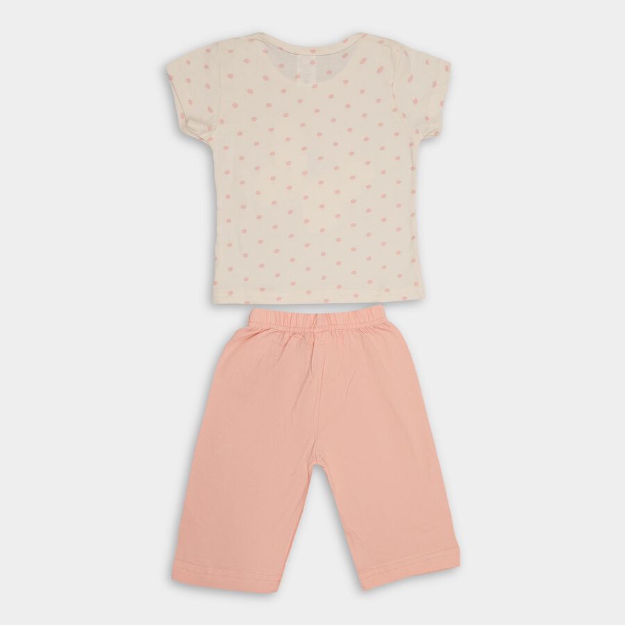 Girls' 100% Cotton Capri Set , Off White, large image number null