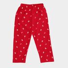 Girls' Fuchsia Regular Fit Butterfly Printed Pyjama, रानी (फ्यूशिया), small