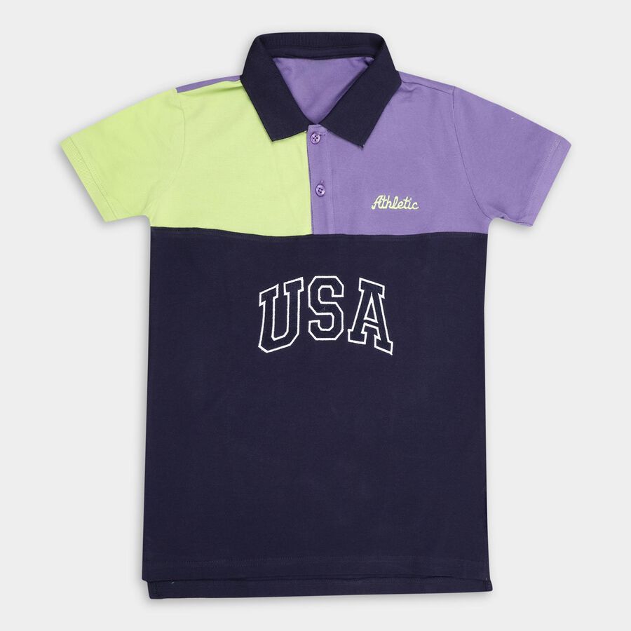 Boys' 100% Cotton Half Sleeves T-Shirt , Lilac, large image number null