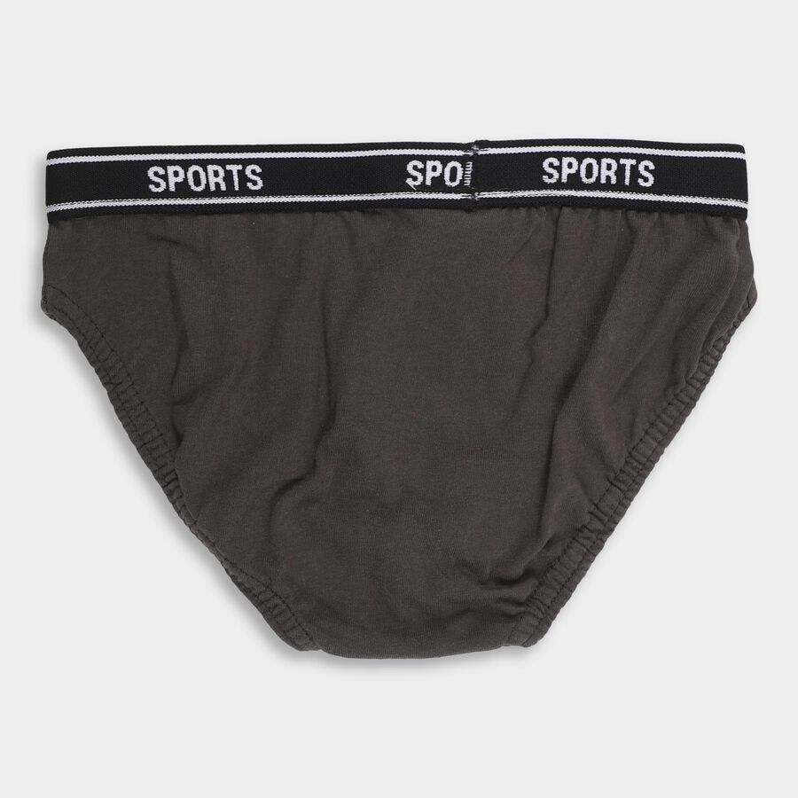 Boys' Charcoal Black Regular Fit Sports Briefs, गहरा ग्रे, large image number null