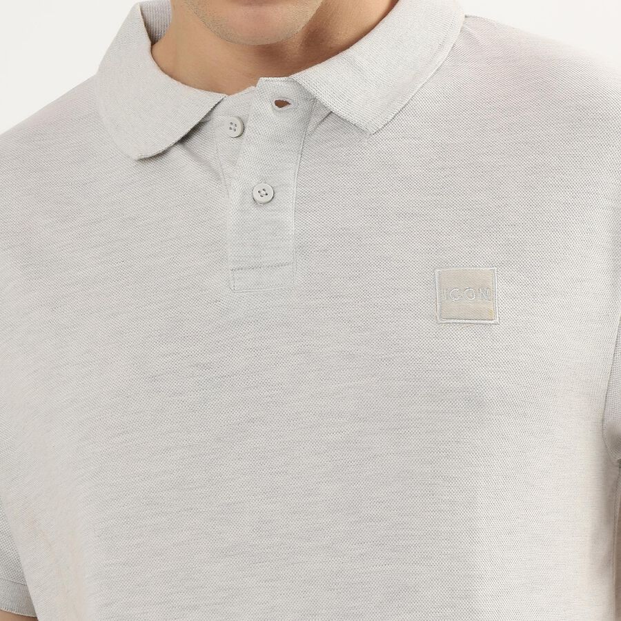 Men's Collared Half Sleeves T-Shirt, Melange Light Grey, large image number null