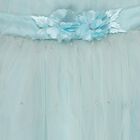 Girls' Navy Blue and Pink Fit and Flare Floral Printed Frock, हल्का नीला, small