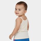 Infants Beige Cream Cotton Round Neck Casual Vest, Beige, small