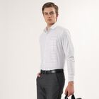 Men's Light Grey Spread Collar Checked Formal Shirt, हल्का ग्रे, small