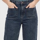 Women's Navy Blue Straight Fit Washed Jeans, हल्का नीला, small