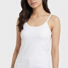 Women's White Cotton Blend Scoop Neck Camisole Slip, सफ़ेद, small
