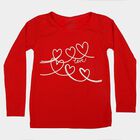 Girls Red Round Neck Regular Top, Red, small