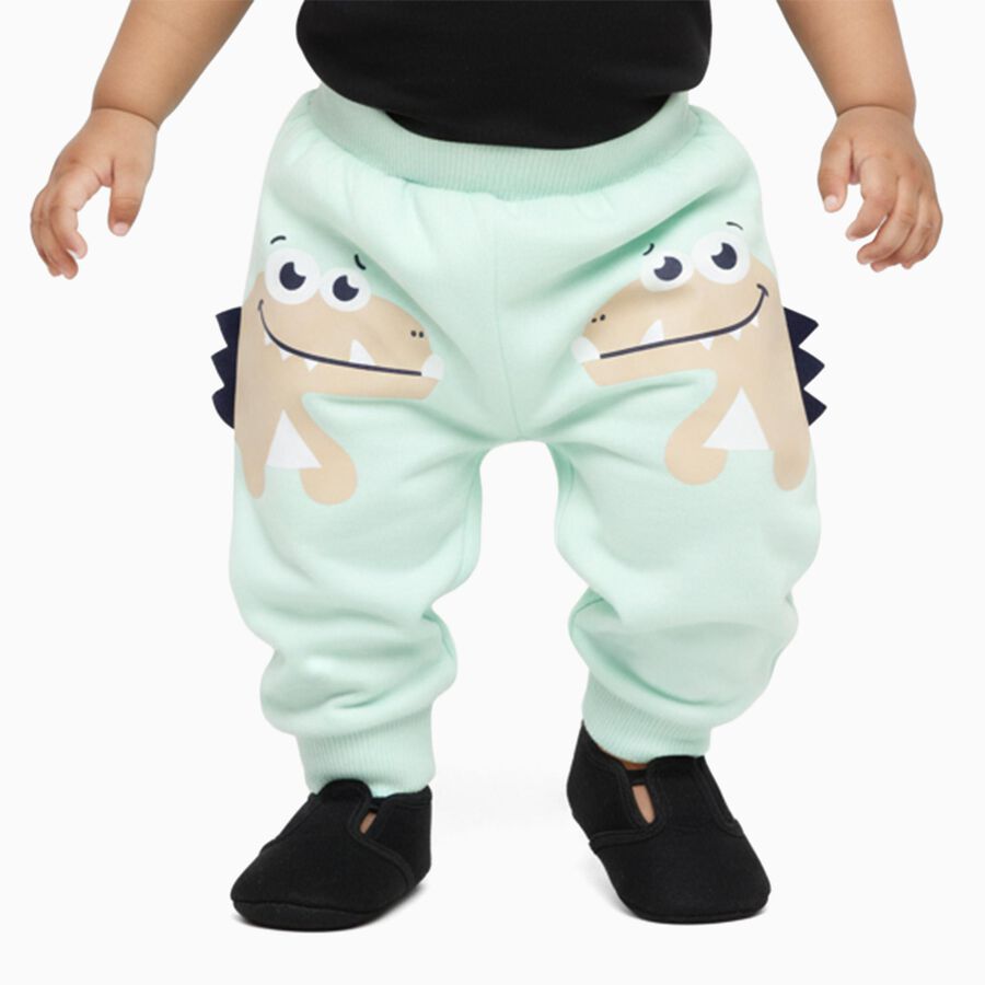 Infants Mint Green Cartoon Printed Cotton Blend Pyjama, हल्का हरा, large image number null