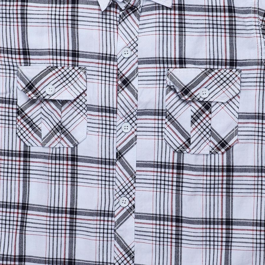 Boys' White Cotton Half Sleeve Classic Collar Casual Shirt, White, large