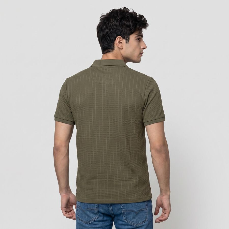 Men Olive Green Polo Neck Polo T-Shirt, Olive, large