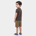 Boys Charcoal Cotton Crew Neck Graphic Print Baba Suit, Charcoal, small
