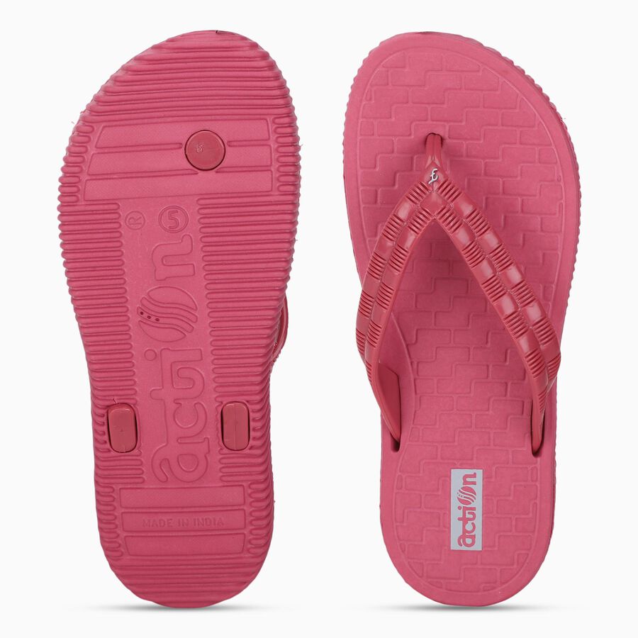 Women's Bright Pink Slip-On Flip Flops, गुलाबी, large