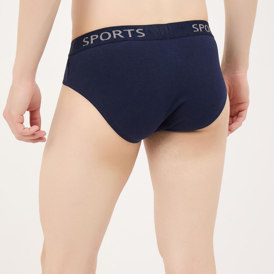 Men's Navy Regular Fit Elasticated Briefs, Navy Blue, large
