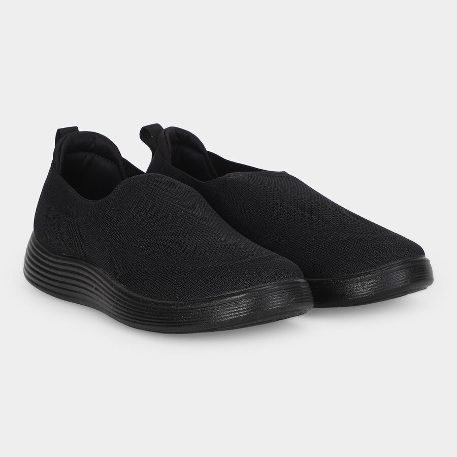 Men's Black Slip-On Casual Shoes, काला, large