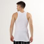 Men's Bright White Cotton Deep Neck Sleeveless Vest, White, small image number null
