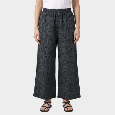 Women's Black Regular Fit Printed Palazzos