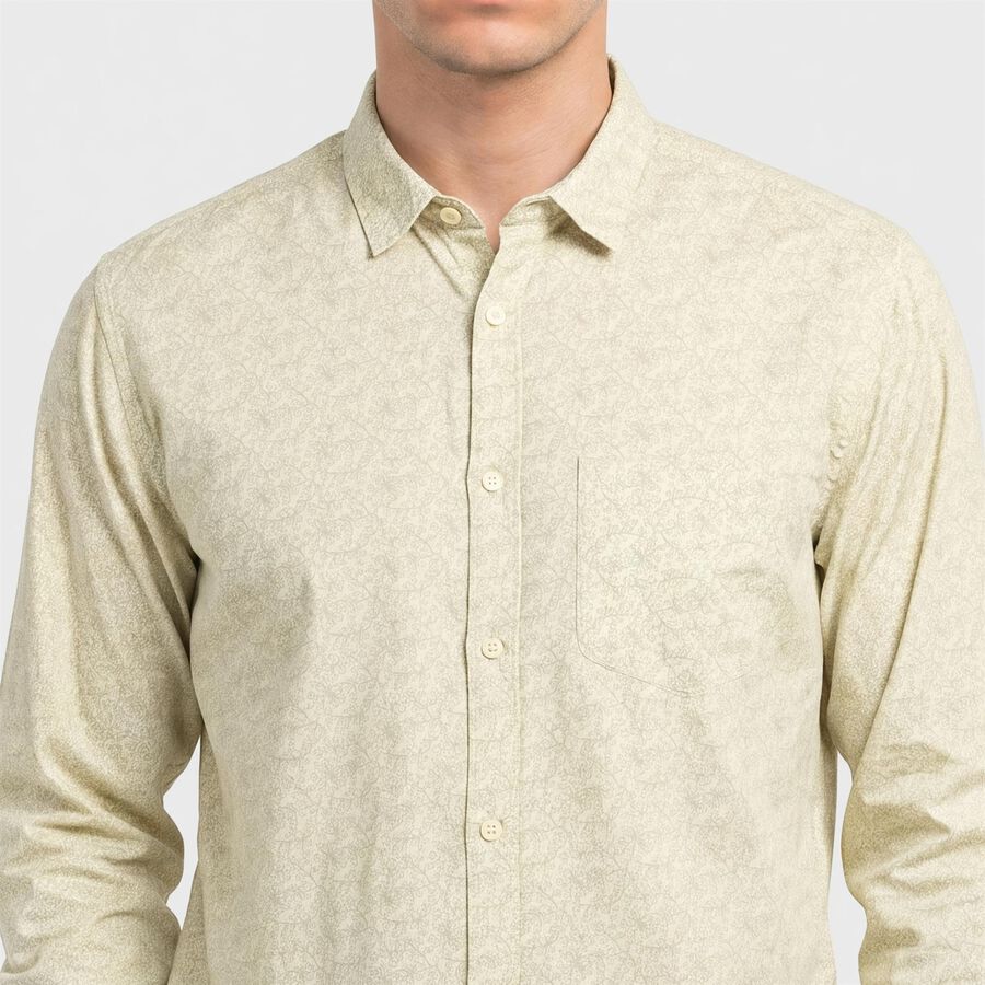 Men's Light Green Cotton Long Sleeve Casual Shirt, Light Green, large