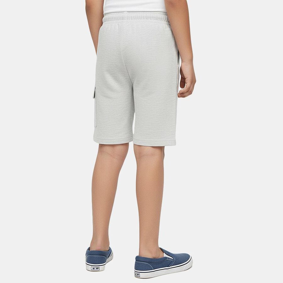 Boys' Ecru Melange Regular Fit Drawstring Bermuda Shorts, Ecru Melange, large