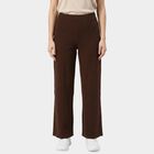 Women's Brown Straight Fit Solid Track Pants, भूरा, small