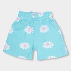 Girls' Bright Aqua Blue Printed Pull-Up Shorts, Aqua, small image number null