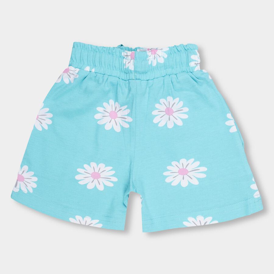 Girls' Bright Aqua Blue Printed Pull-Up Shorts, Aqua, large image number null