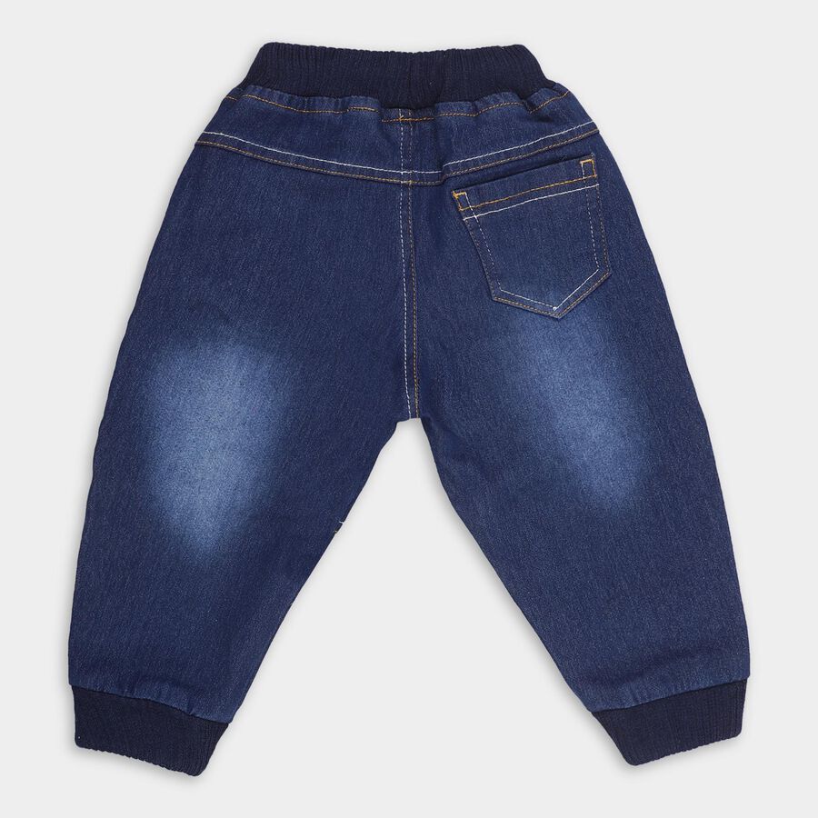 Infants' Dark Indigo Blue Regular Fit Frog Patch Jeans, गहरा नीला, large image number null
