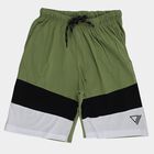 Boys' Olive Regular Fit Embroidered Bermuda Shorts, ओलिव, small