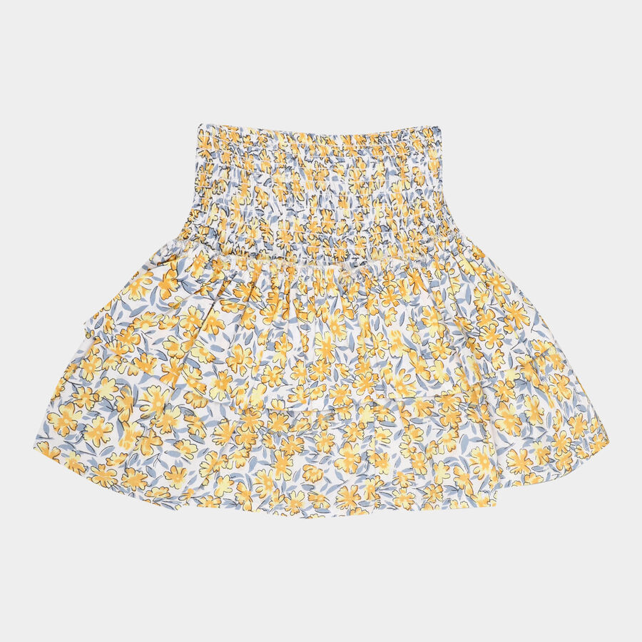 Girls Cotton Skirt, Yellow, large image number null