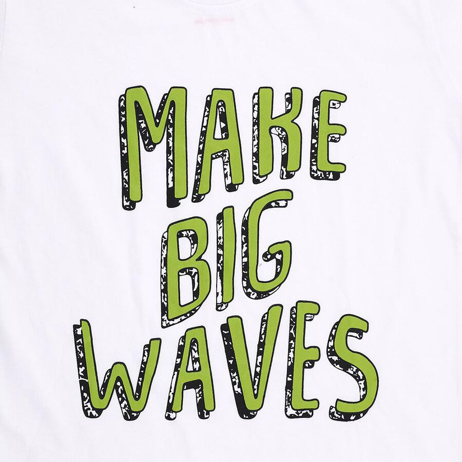 Boys Bright Snow White Crew Neck Casual T-Shirt, White, large image number null