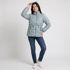 Women's Light Green Stand Collar Puffer Jacket, Light Green, small