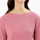 Women's Dusty Rose Pink Round Neck Casual Top, Pink, small image number null