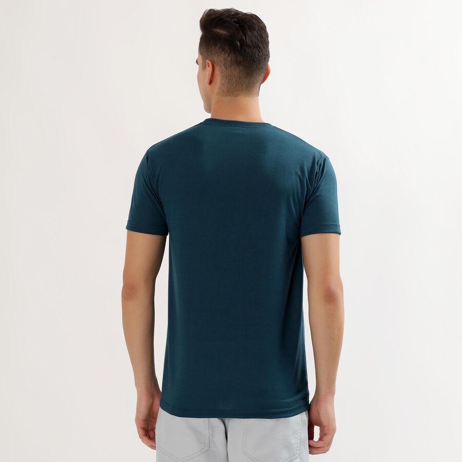 Men's Deep Teal Round Neck Printed T-Shirt, Teal Blue, large image number null