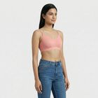 Women's Pink Cotton Blend Sleeveless Minimalist Bra, Light Pink, small